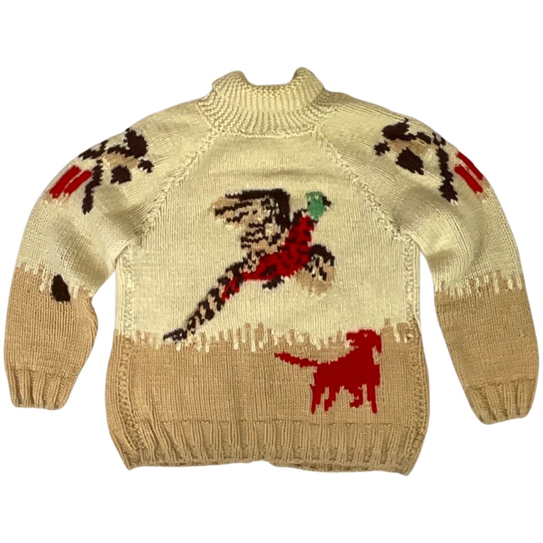 VTG 50s MENS MARY MAXIM COWICHAN GRAPHIC KNIT HUNTING ROCKABILLY CARDIGAN M 38”