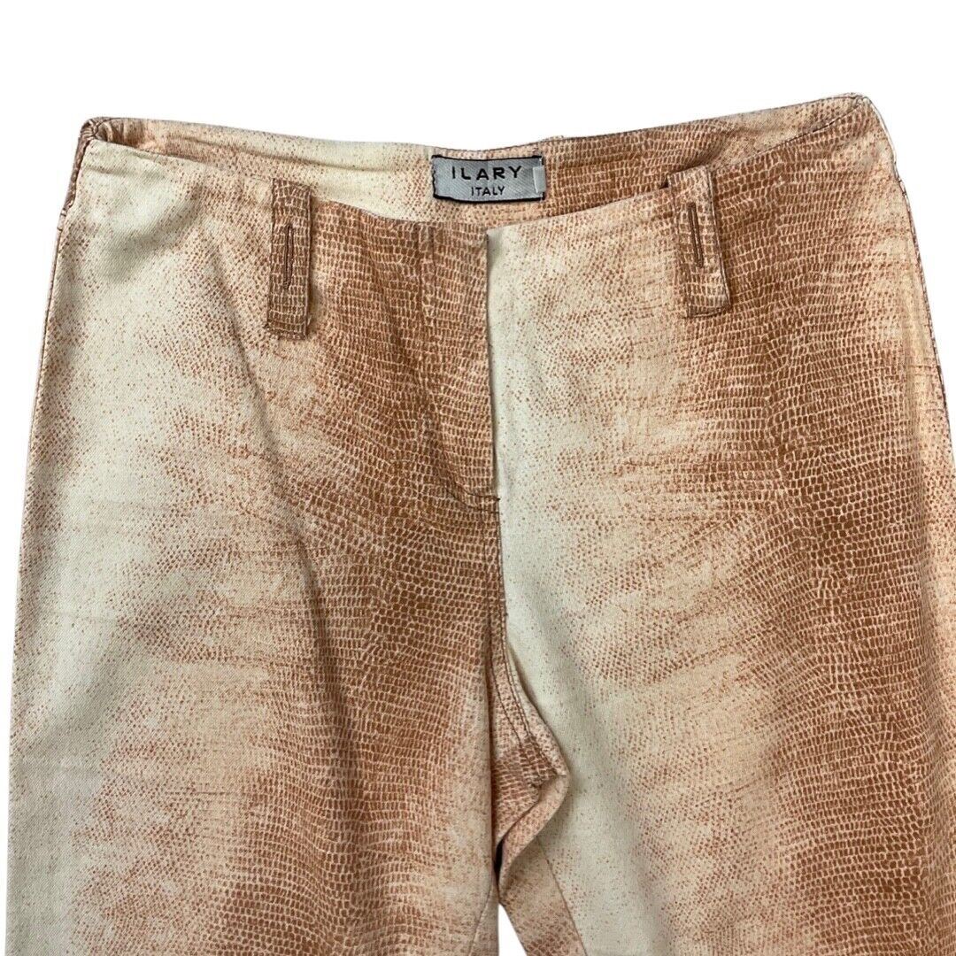 Vintage 90s Y2K Cream Brown Snakeskin Animal Print Bootcut Trousers 8 10 S