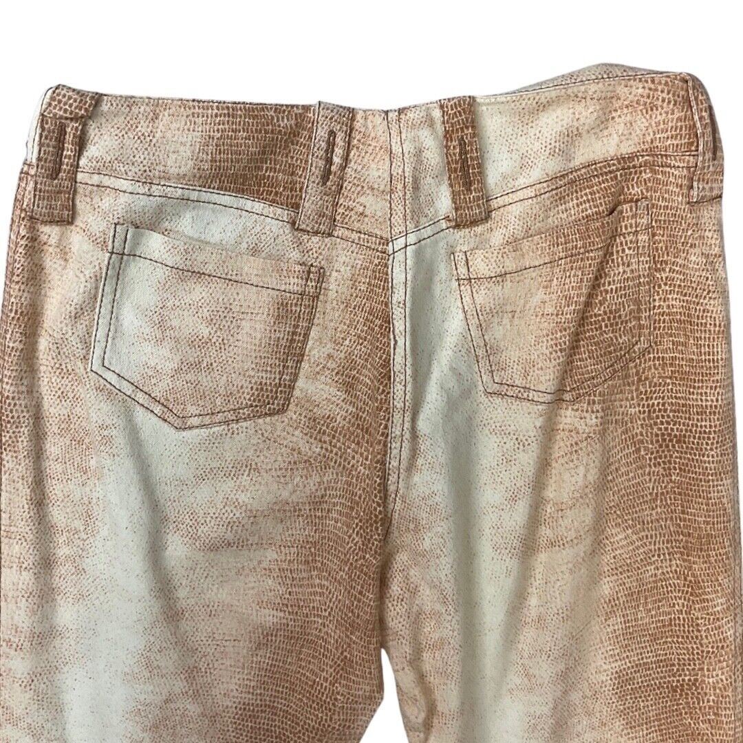 Vintage 90s Y2K Cream Brown Snakeskin Animal Print Bootcut Trousers 8 10 S