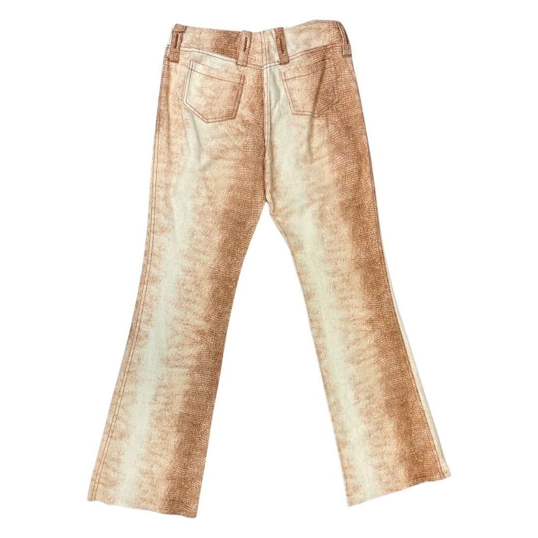 Vintage 90s Y2K Cream Brown Snakeskin Animal Print Bootcut Trousers 8 10 S