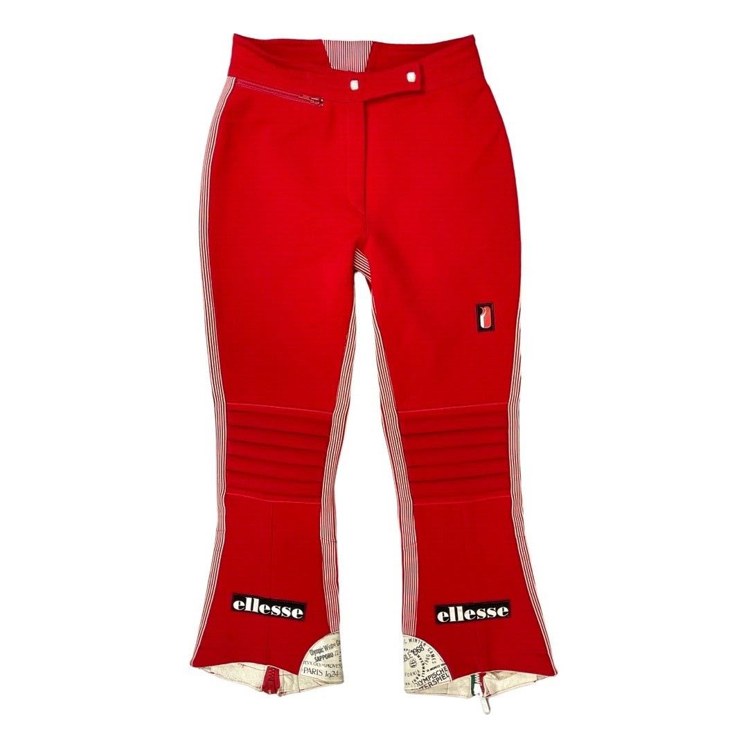 Vintage Rare Bright Red 70s Ellesse Italian Olympic Ski Trousers XS 6