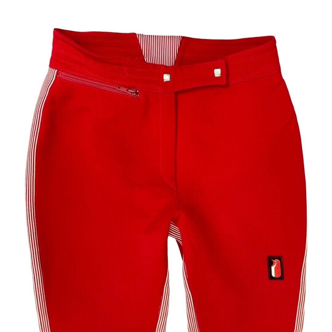 Vintage Rare Bright Red 70s Ellesse Italian Olympic Ski Trousers XS 6