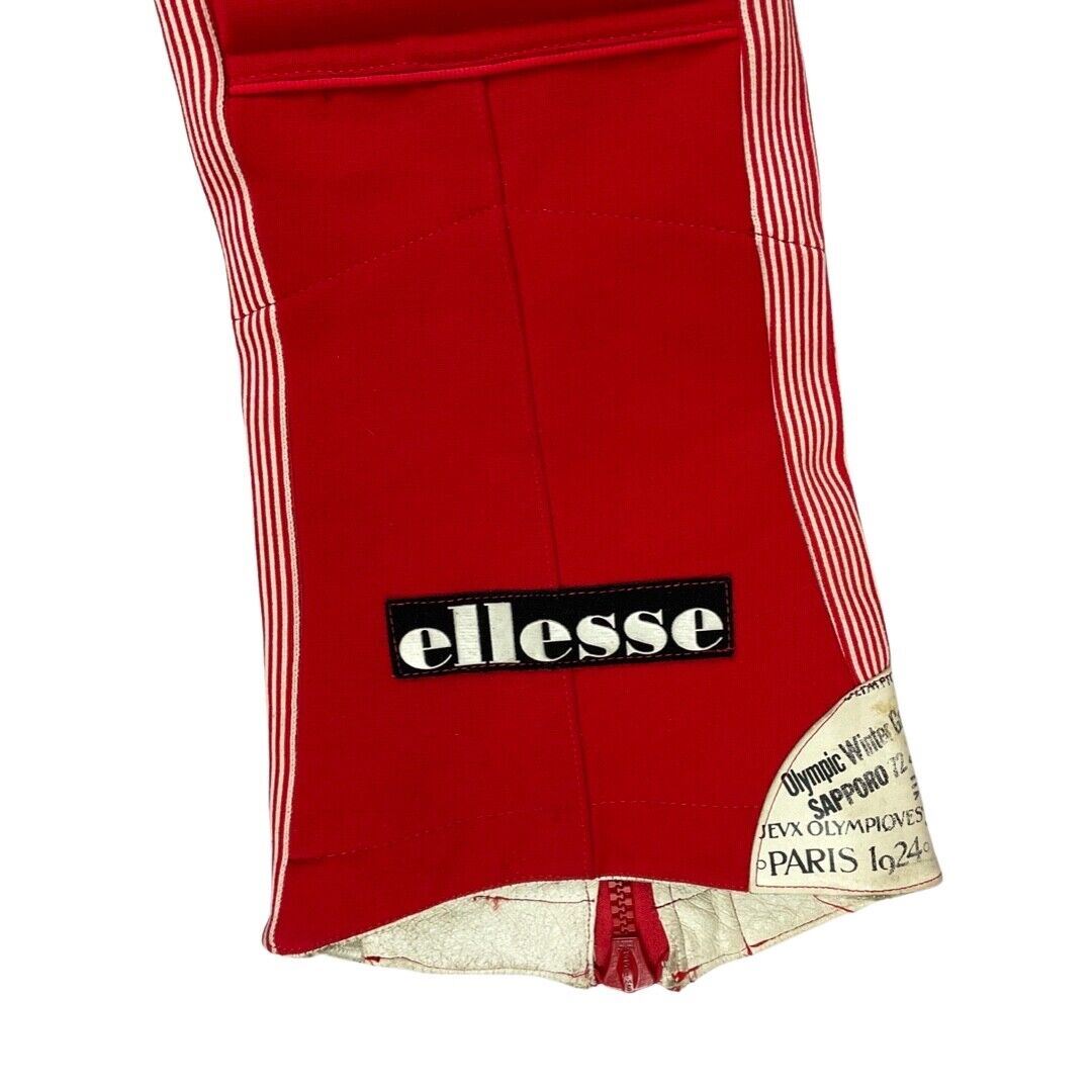 Vintage Rare Bright Red 70s Ellesse Italian Olympic Ski Trousers XS 6