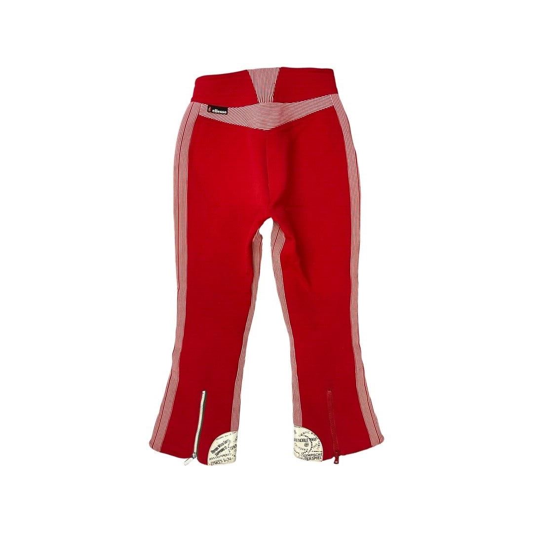 Vintage Rare Bright Red 70s Ellesse Italian Olympic Ski Trousers XS 6