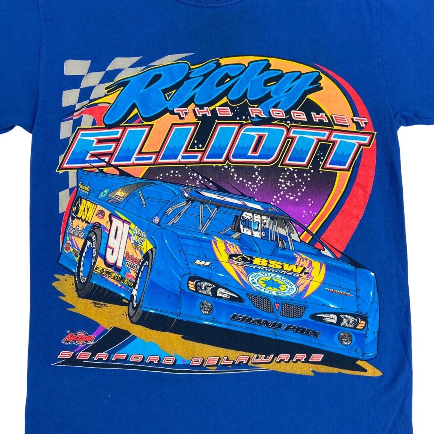 Vintage 90s 00s Blue NASCAR Graphic Print T-shirt S