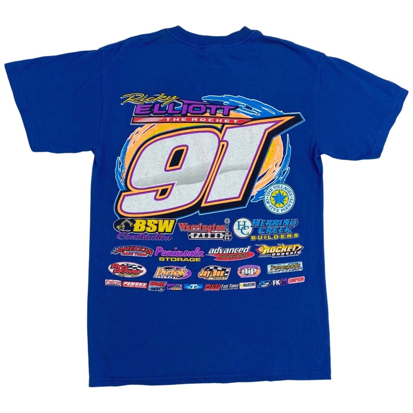 Vintage 90s 00s Blue NASCAR Graphic Print T-shirt S
