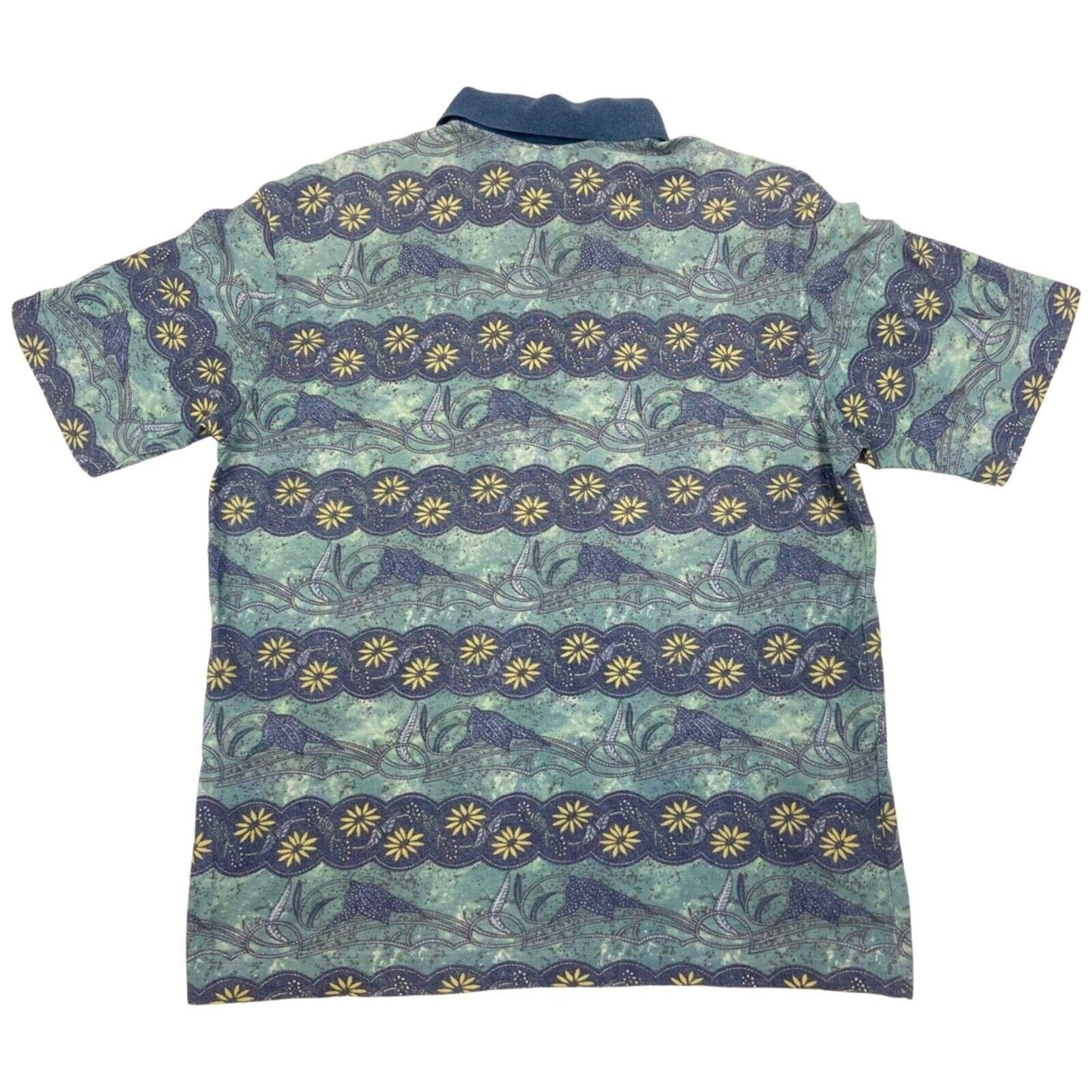Vintage 90s Blue Green Sergio Tacchini Patterned Polo M