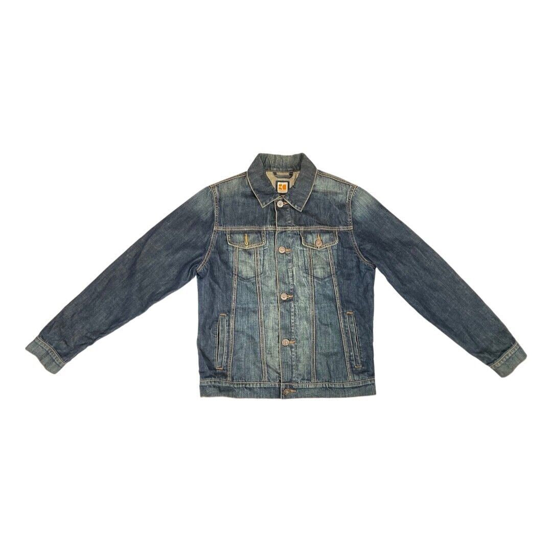 Vintage 90s 00s Blue Hugo Boss Orange Contrast Stitch Denim Jacket S M