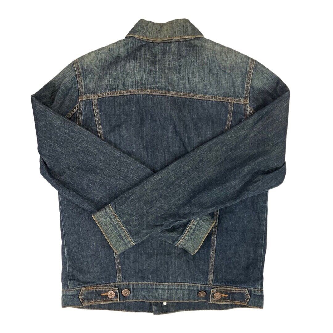 Vintage 90s 00s Blue Hugo Boss Orange Contrast Stitch Denim Jacket S M