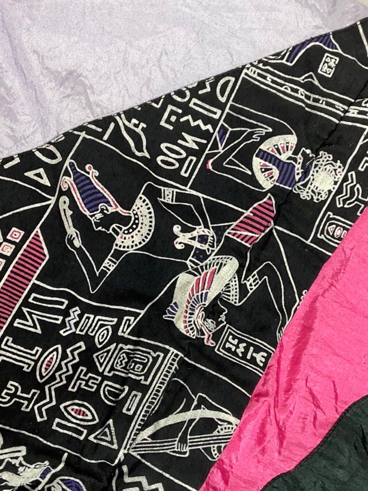 VTG 80s 90s Pink Lilac Black Egyptian Hieroglyph Ellesse Windbreaker Jacket XL