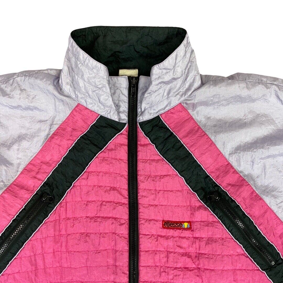 VTG 80s 90s Pink Lilac Black Egyptian Hieroglyph Ellesse Windbreaker Jacket XL
