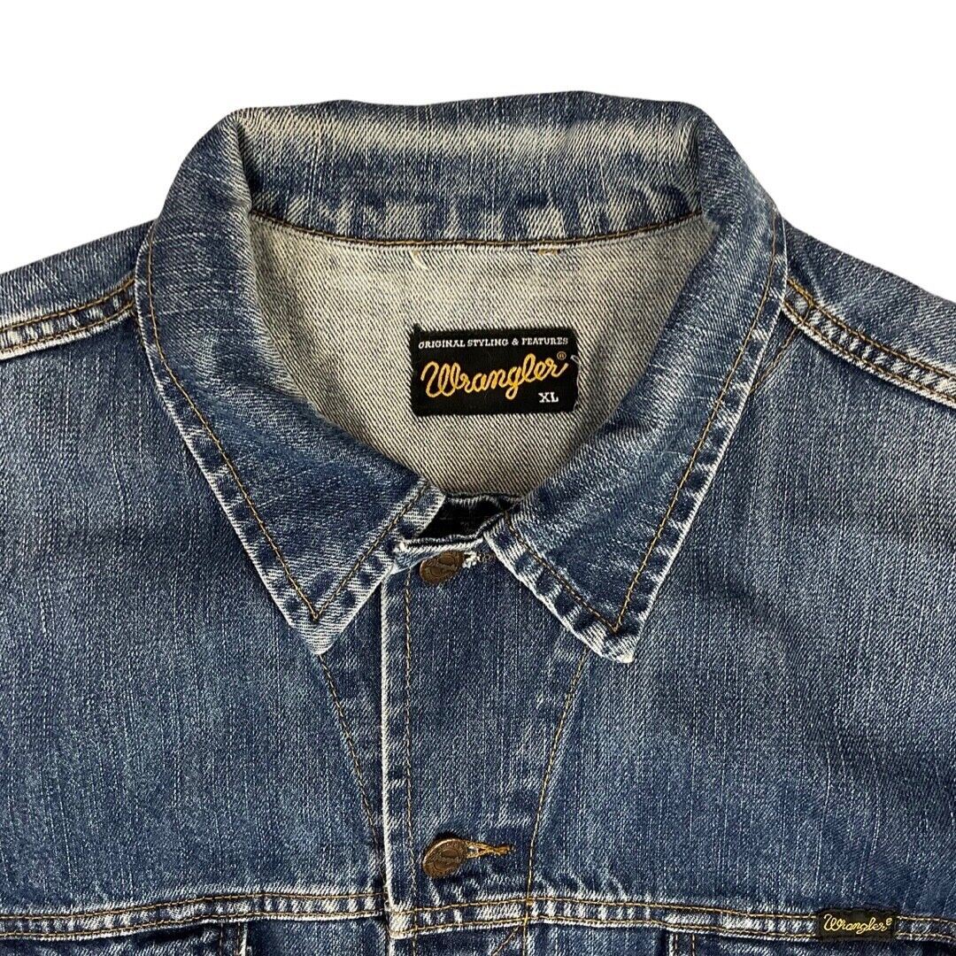 Vintage 90s 00s Light Blue Wrangler Western Men's Denim Jacket 50" L XL