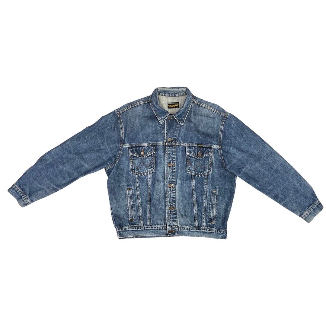Vintage 90s 00s Light Blue Wrangler Western Men's Denim Jacket 50" L XL
