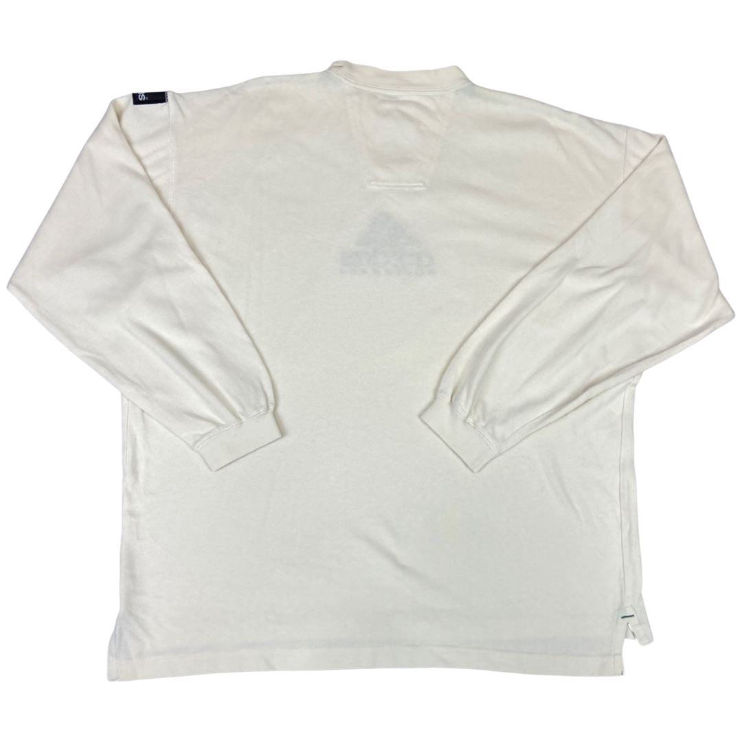 Vintage 90s Cream Green Embroidered Logo Adidas Long Sleeve T-shirt XL