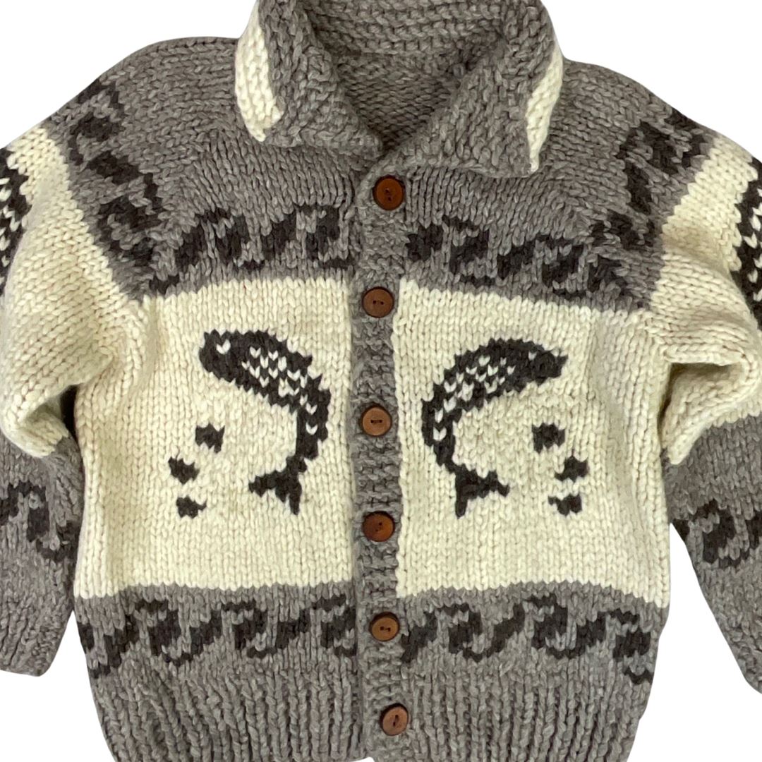 VINTAGE 50s STYLE MENS NATIVE COWICHAN GRAPHIC KNIT ROCKABILLY CARDIGAN M 40”