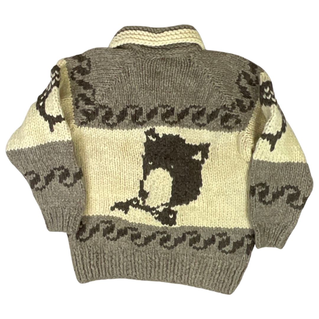 VINTAGE 50s STYLE MENS NATIVE COWICHAN GRAPHIC KNIT ROCKABILLY CARDIGAN M 40”