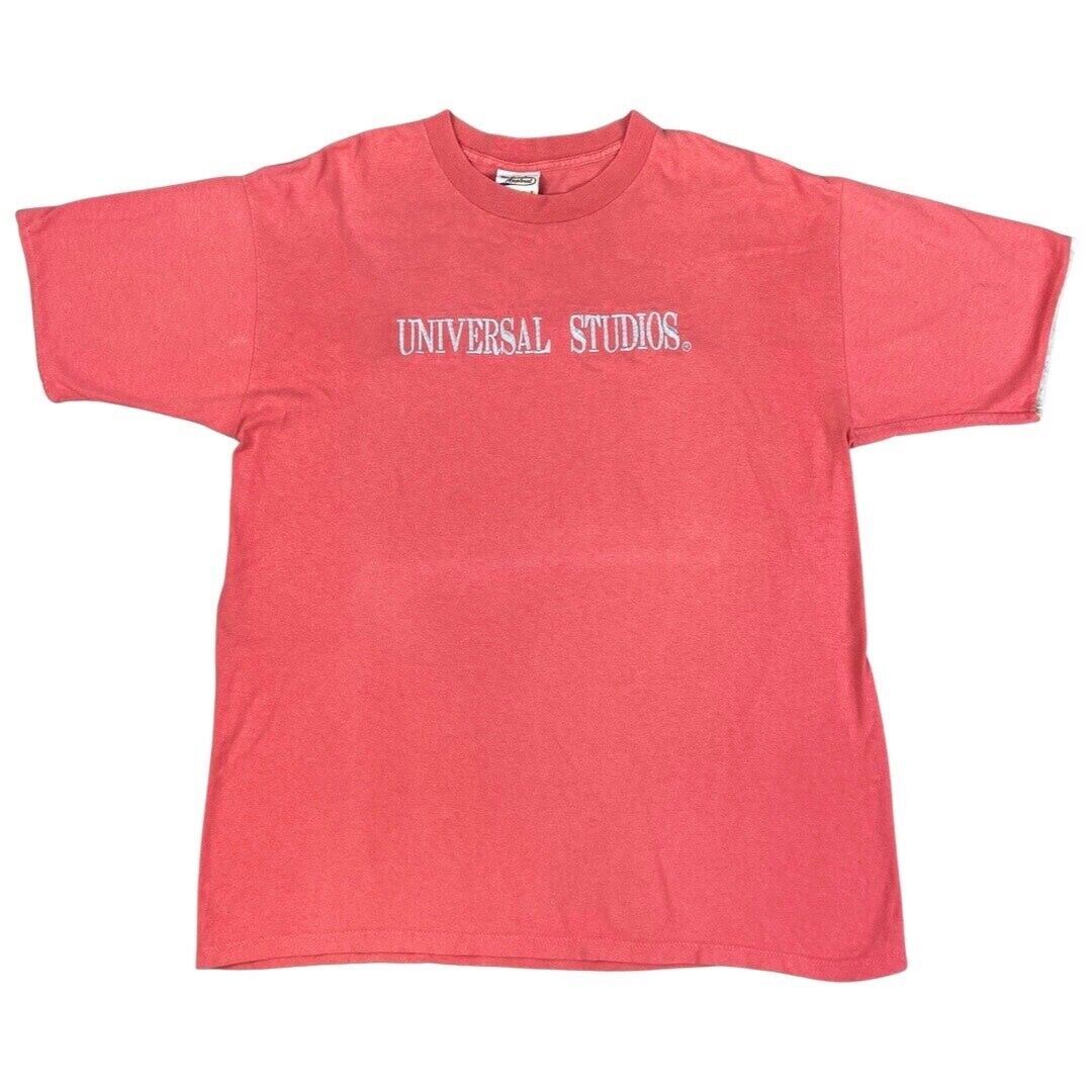 Vintage 90s Pink Embroidered Universal Studios Oversized T-shirt L