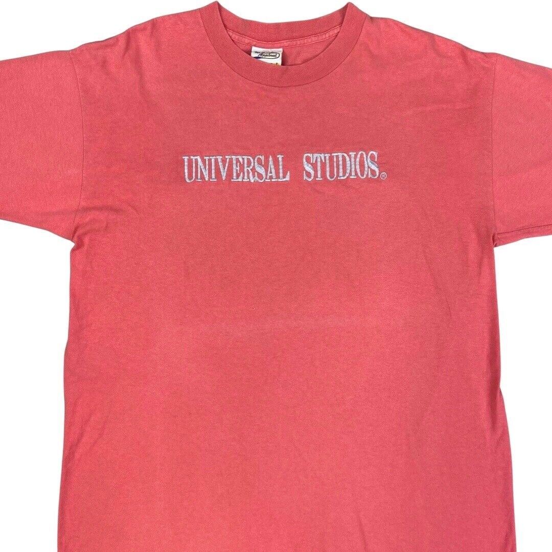 Vintage 90s Pink Embroidered Universal Studios Oversized T-shirt L