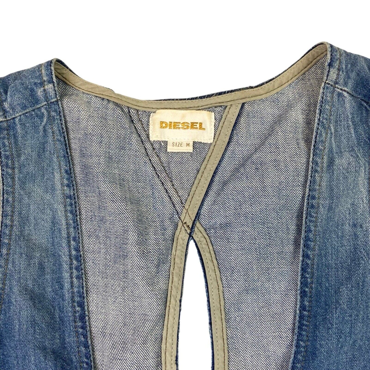 Vintage 90s Y2K Blue Diesel Denim Cropped Waistcoat M