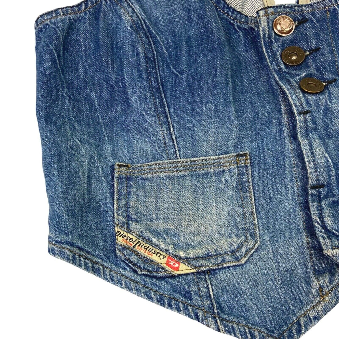 Vintage 90s Y2K Blue Diesel Denim Cropped Waistcoat M
