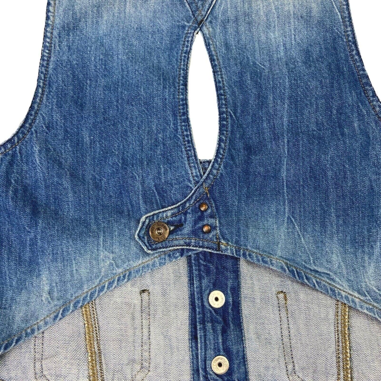 Vintage 90s Y2K Blue Diesel Denim Cropped Waistcoat M
