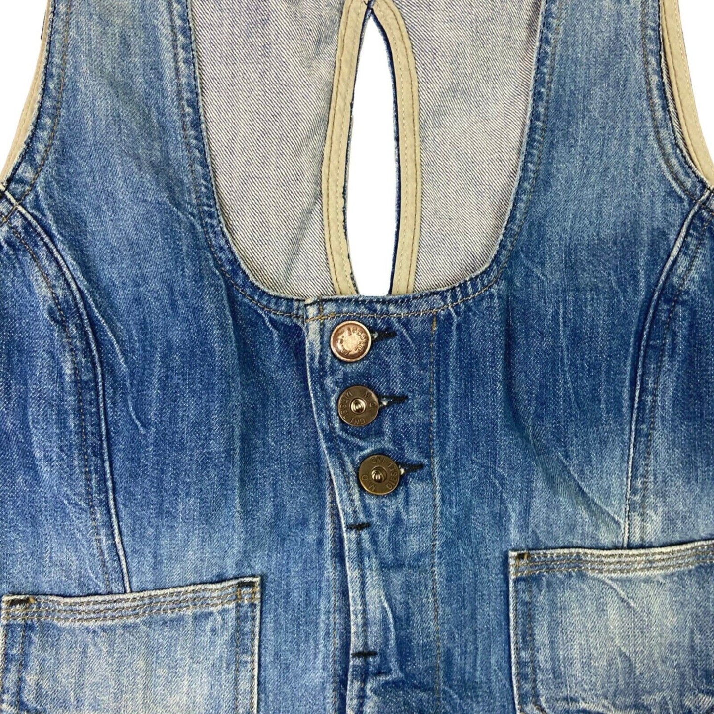 Vintage 90s Y2K Blue Diesel Denim Cropped Waistcoat M