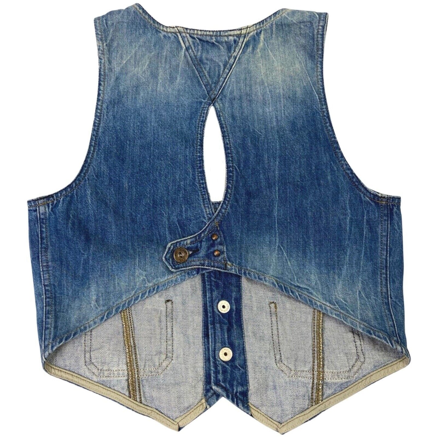 Vintage 90s Y2K Blue Diesel Denim Cropped Waistcoat M