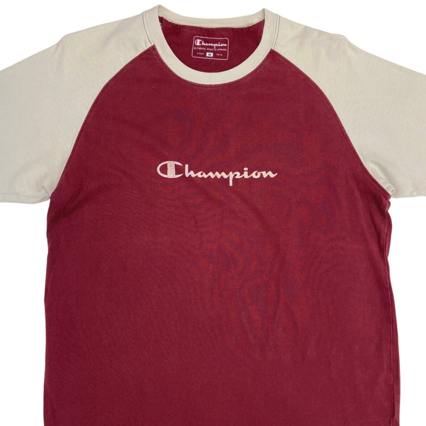 Vintage 90s 00s Red Beige Champion Short Sleeve T-shirt M