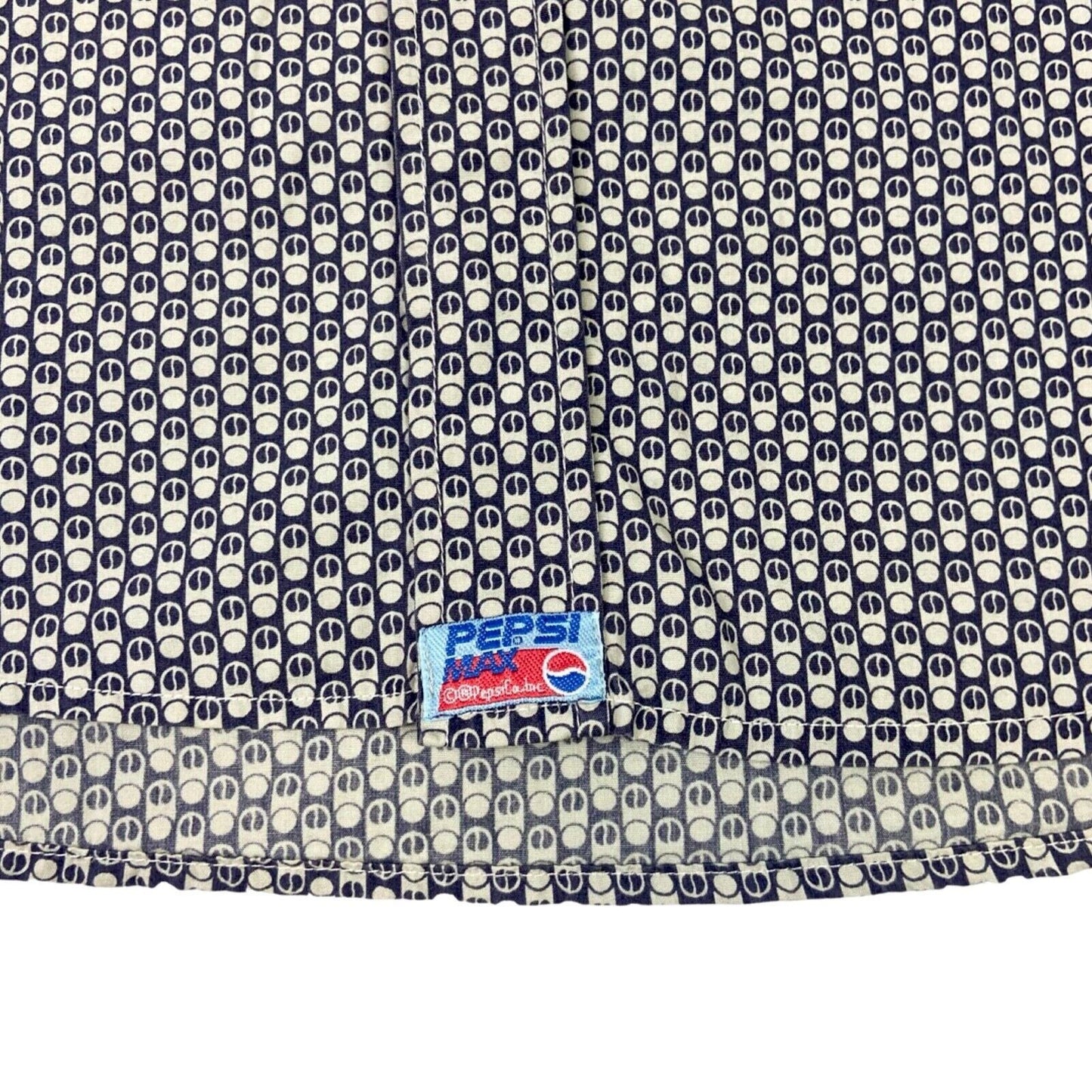 Vintage 90s Rare Cream Blue Pepsi All Over Print Button Down Shirt L