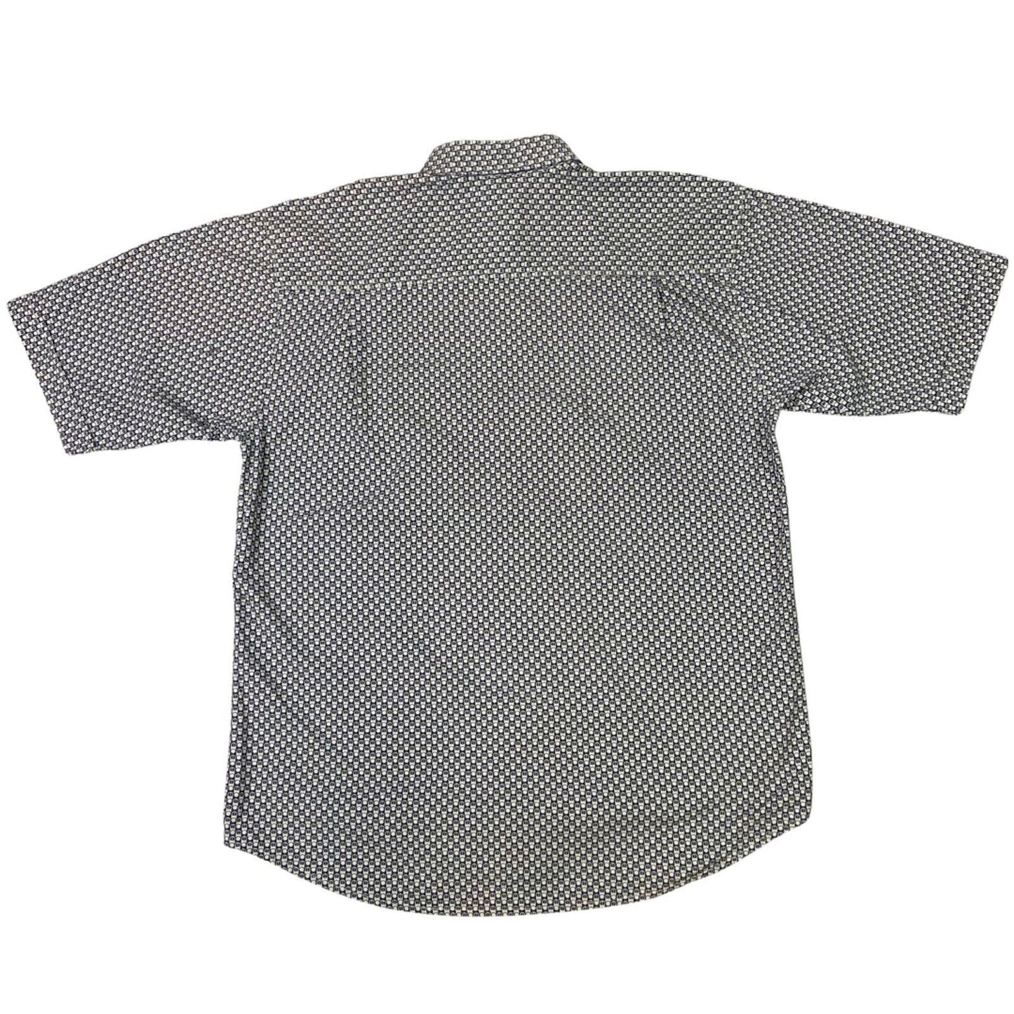 Vintage 90s Rare Cream Blue Pepsi All Over Print Button Down Shirt L