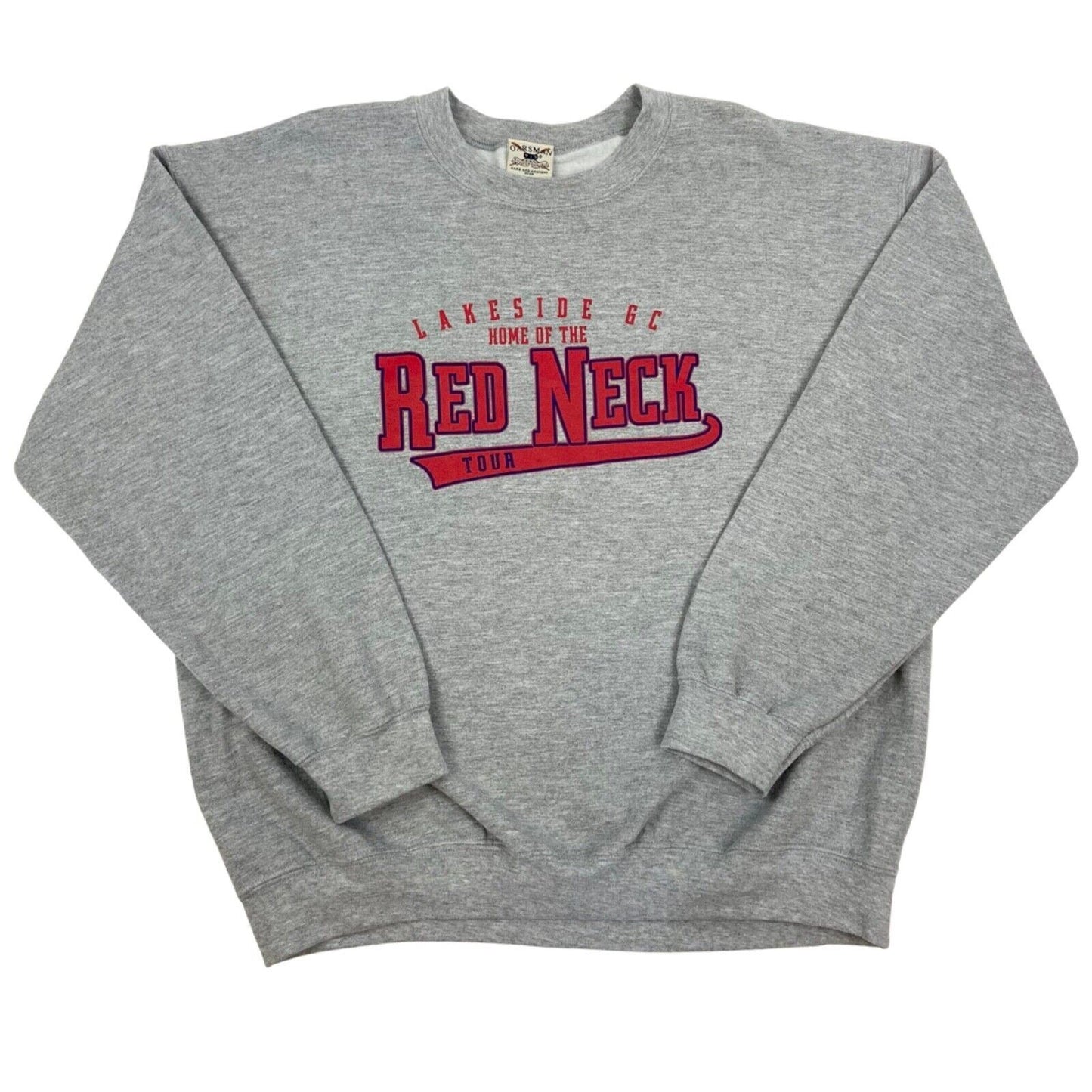Vintage 90s Grey Red Logo Crew Neck Oversized Sweater L