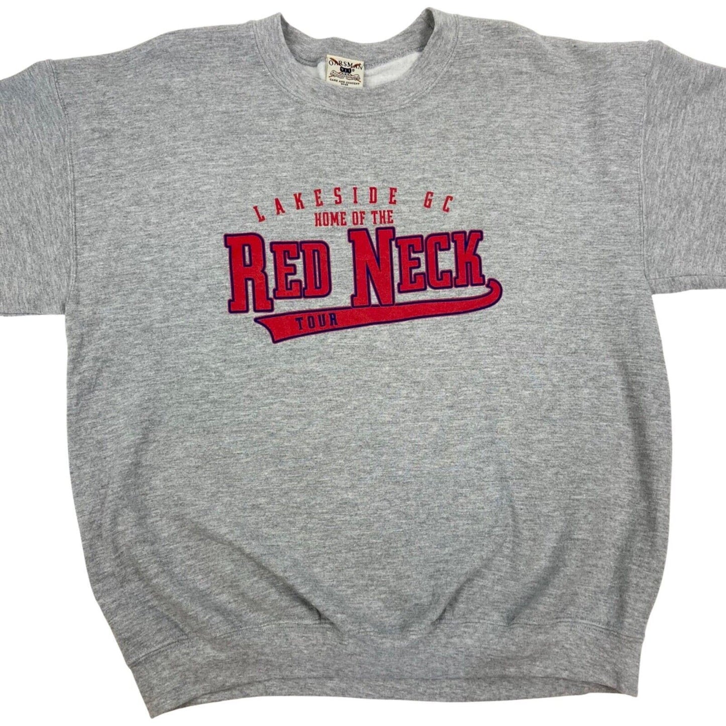 Vintage 90s Grey Red Logo Crew Neck Oversized Sweater L