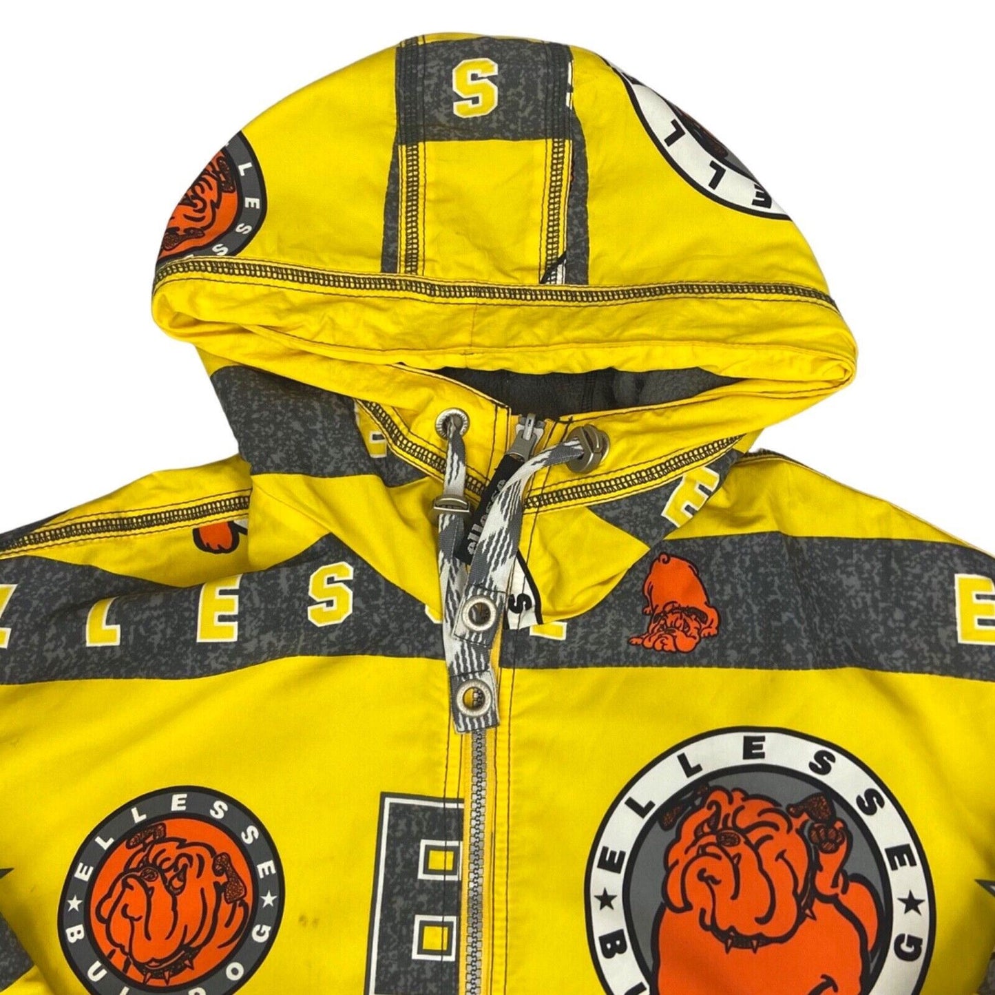 Vintage 90s Yellow Graphic Print Ellesse Bulldog Coat