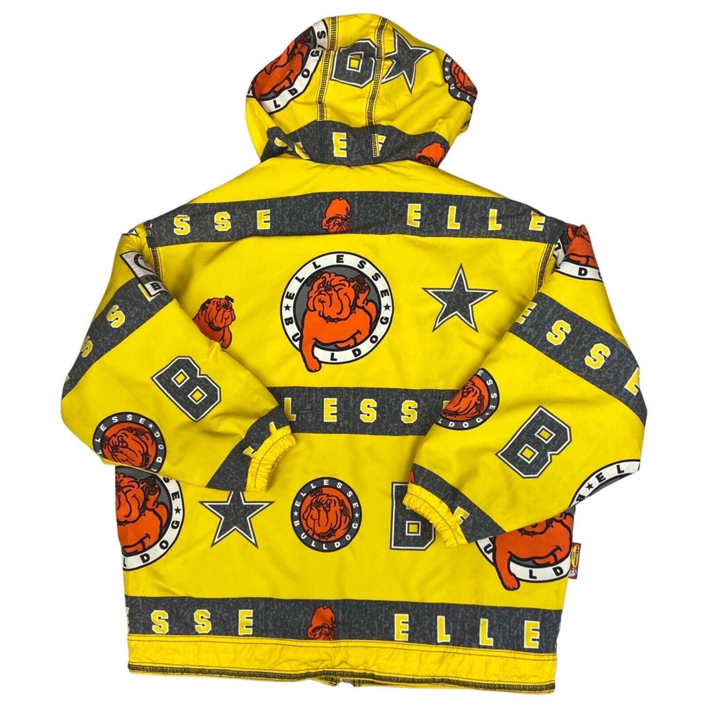 Vintage 90s Yellow Graphic Print Ellesse Bulldog Coat
