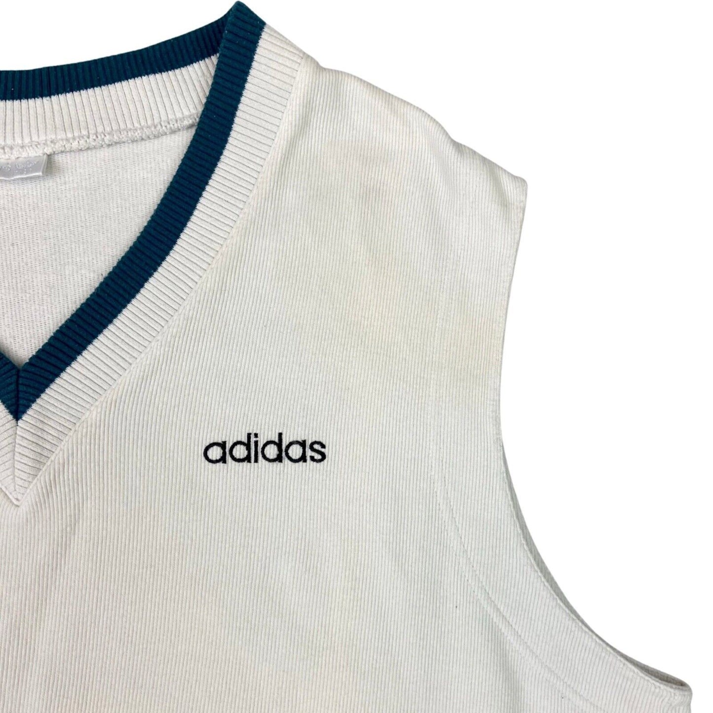 Vintage 90s White Embroidered Adidas ATP Tour Sweater Vest XL