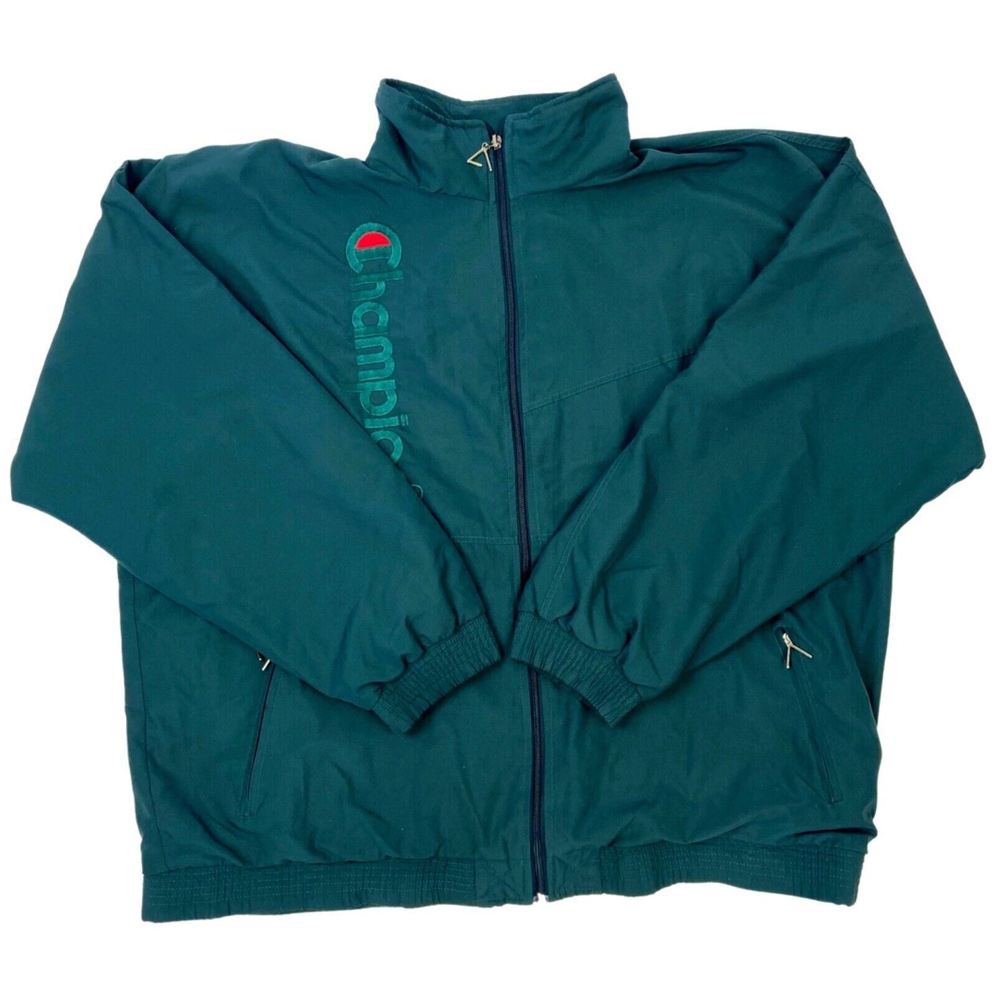 Vintage 90s Green Embroidered Champion Logo Windbreaker XL