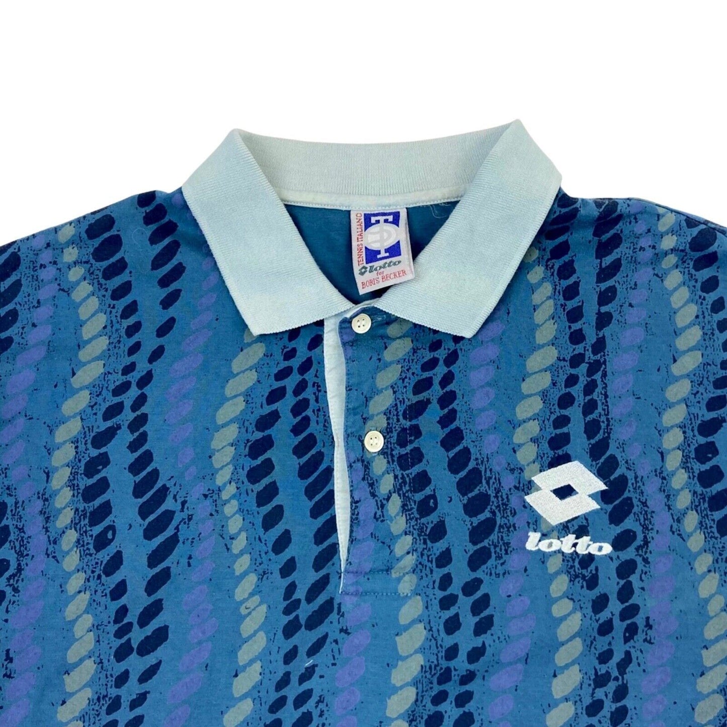 Vintage Rare 1995 Blue Lotto for Boris Becker Tennis Polo Shirt M