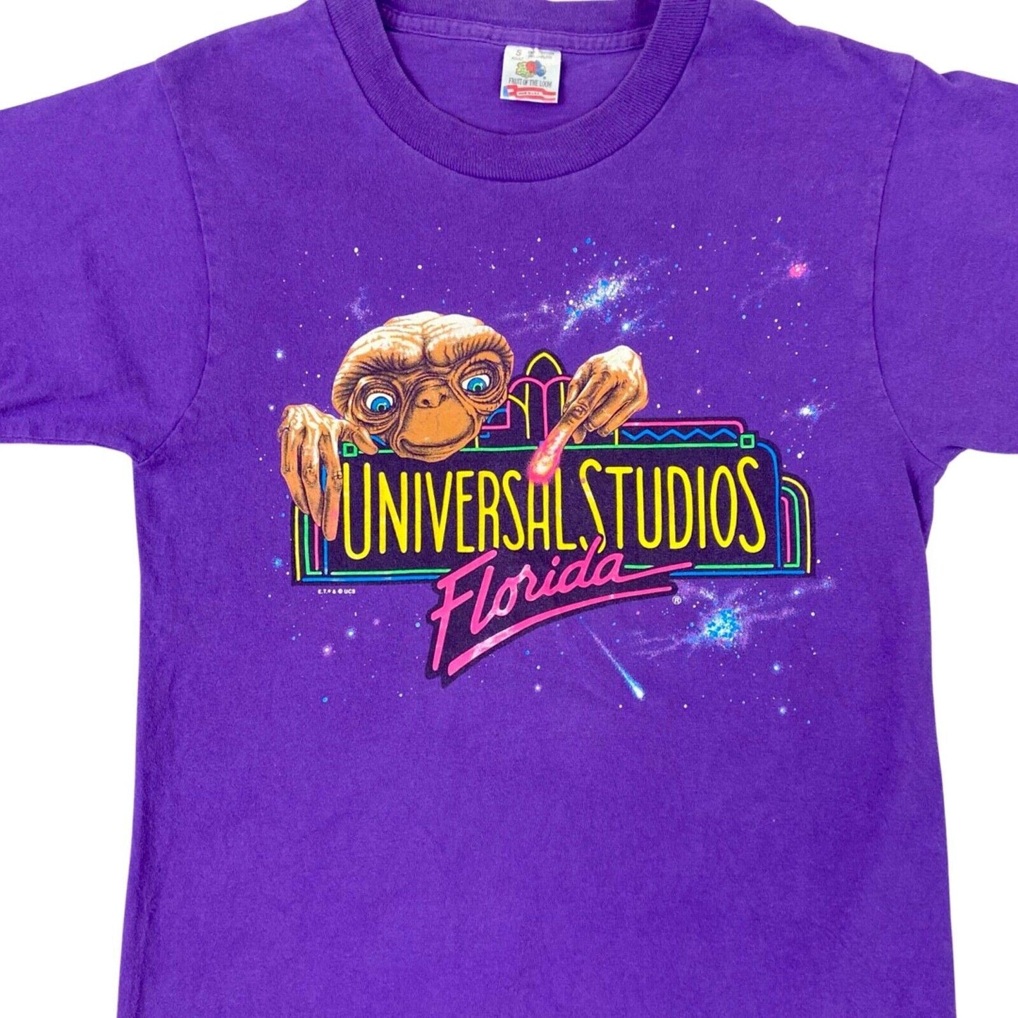 Vintage Rare 90s Purple Single Stitch Universal Studios E.T. Graphic T-shirt S