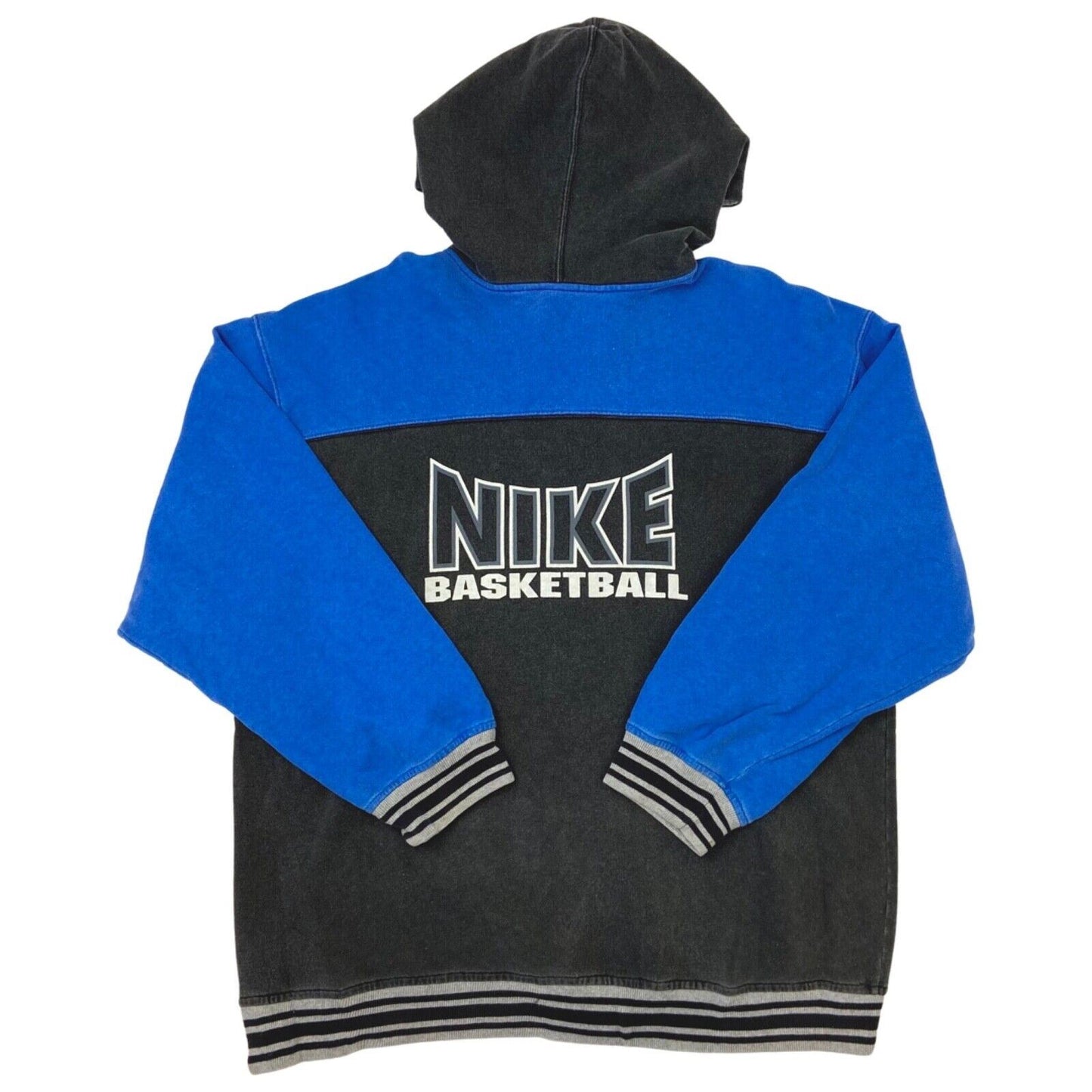 Vintage 90s Grey Blue Embroidered Nike Zip Up Hoodie XL
