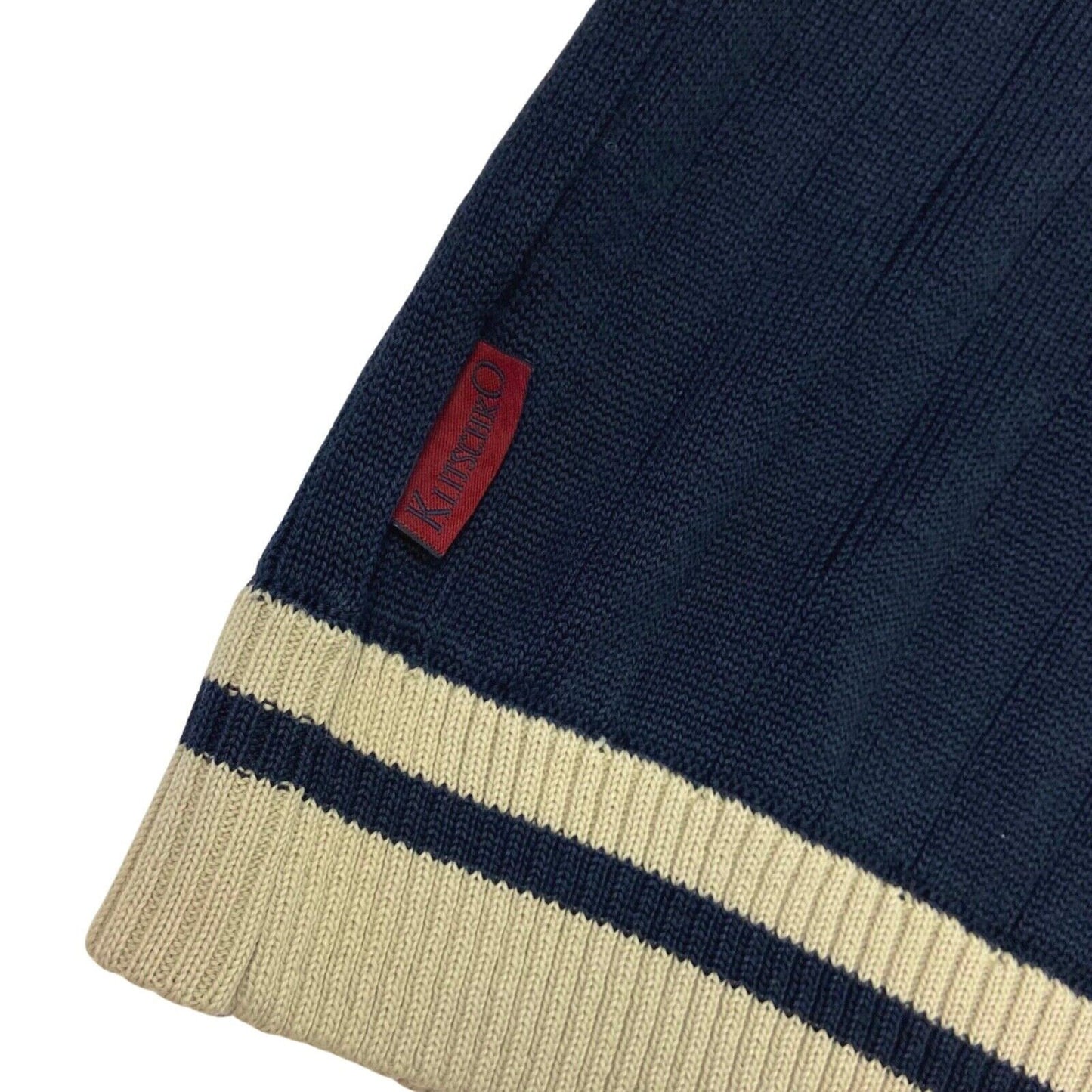 Vintage 90s Navy Blue Cream Embroidered Fila Knit Sweater L