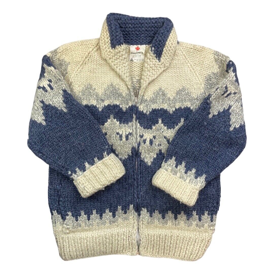 VINTAGE 1950s STYLE MENS CANADA COWICHAN GRAPHIC KNIT ROCKABILLY CARDIGAN L 42”