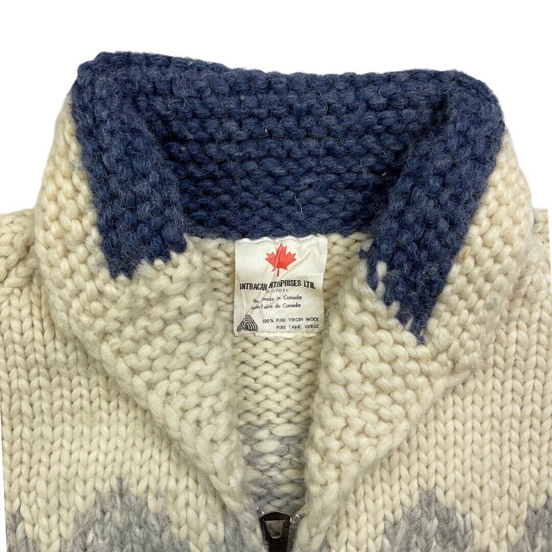VINTAGE 1950s STYLE MENS CANADA COWICHAN GRAPHIC KNIT ROCKABILLY CARDIGAN L 42”