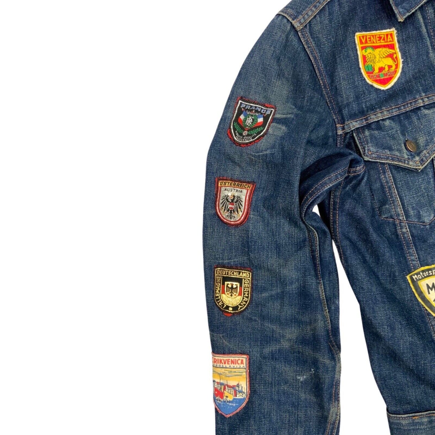 VTG 1960s LEVIS BIG E 71205-0217 TYPE 3 TRUCKER JACKET BIKER PATCHES BIKER 38