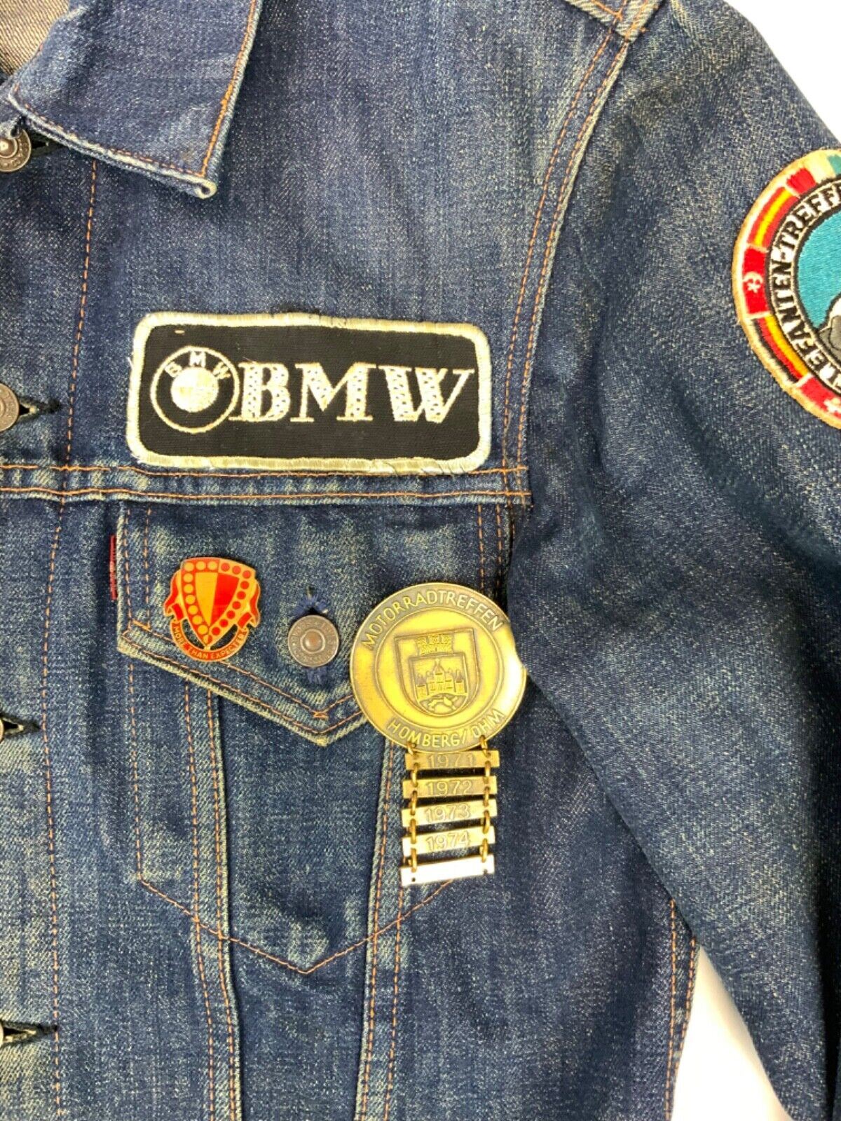 VTG 1960s LEVIS BIG E 71205-0217 TYPE 3 TRUCKER JACKET BIKER PATCHES BIKER 38