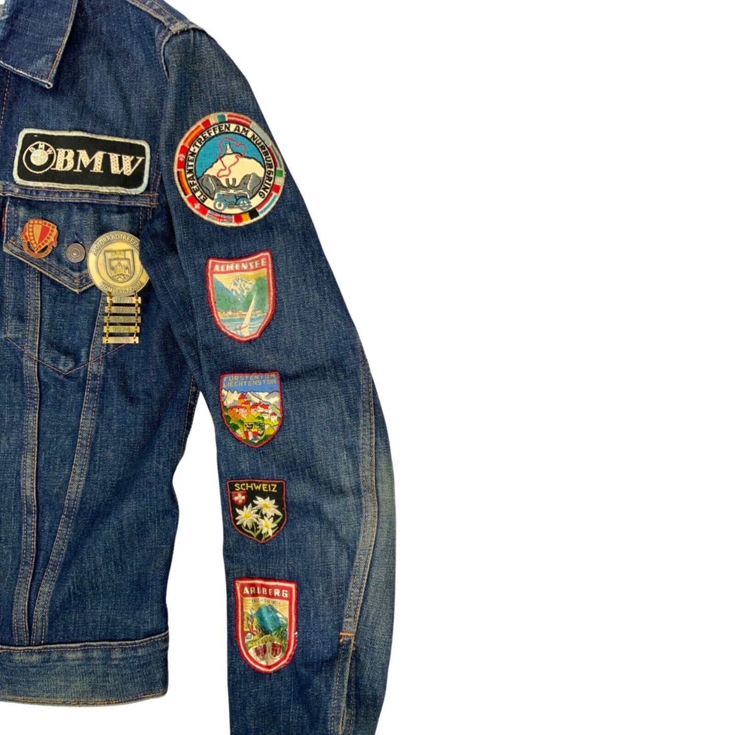 VTG 1960s LEVIS BIG E 71205-0217 TYPE 3 TRUCKER JACKET BIKER PATCHES BIKER 38