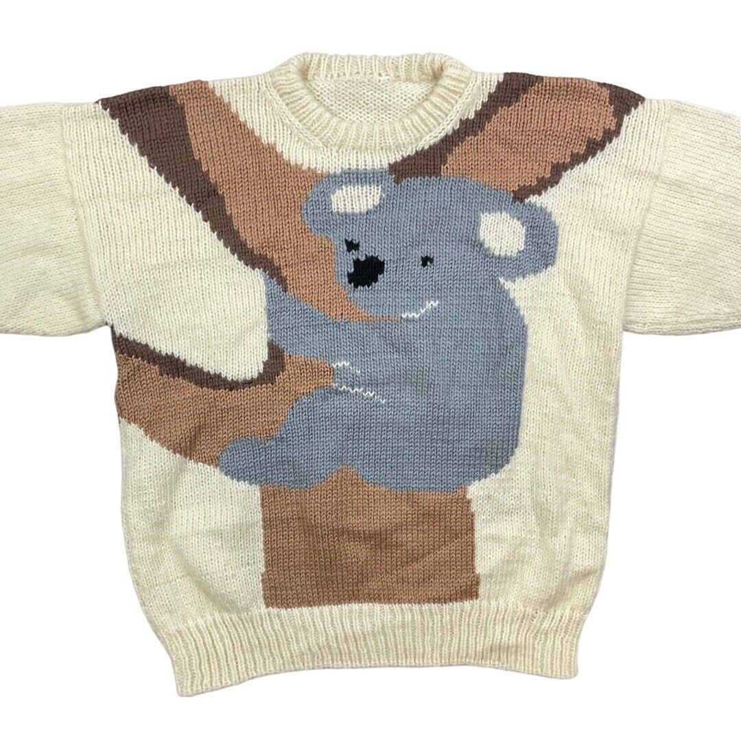 VINTAGE WOOL HAND KNIT KOALA BEAR JUMPER SWEATER GRAPHIC 80S 90S 42”