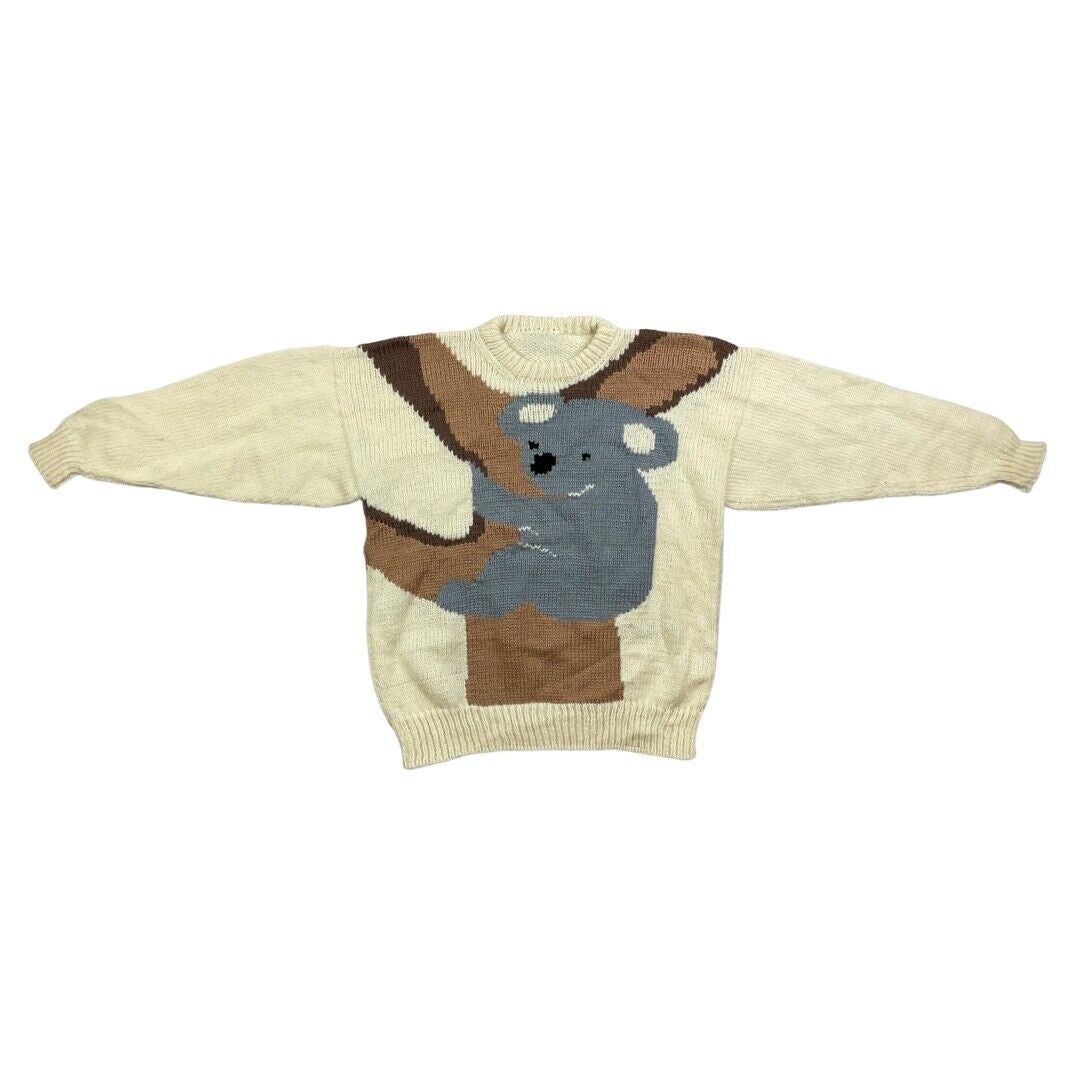VINTAGE WOOL HAND KNIT KOALA BEAR JUMPER SWEATER GRAPHIC 80S 90S 42”