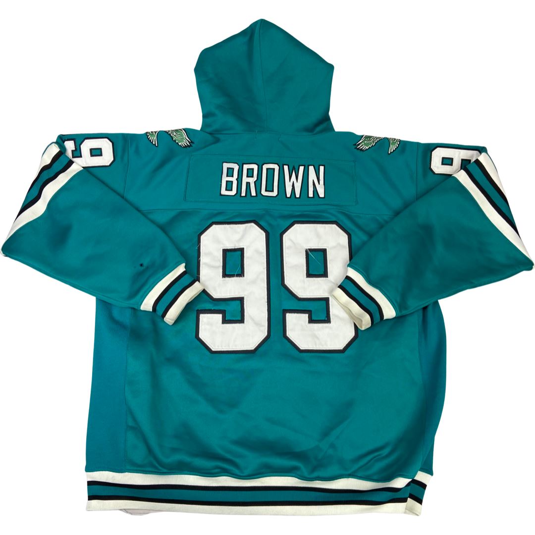 Phila. Eagles Mitchell & Ness 75th Ann. NFL 99 Jerome Brown Patch Zip Hoodie XXL