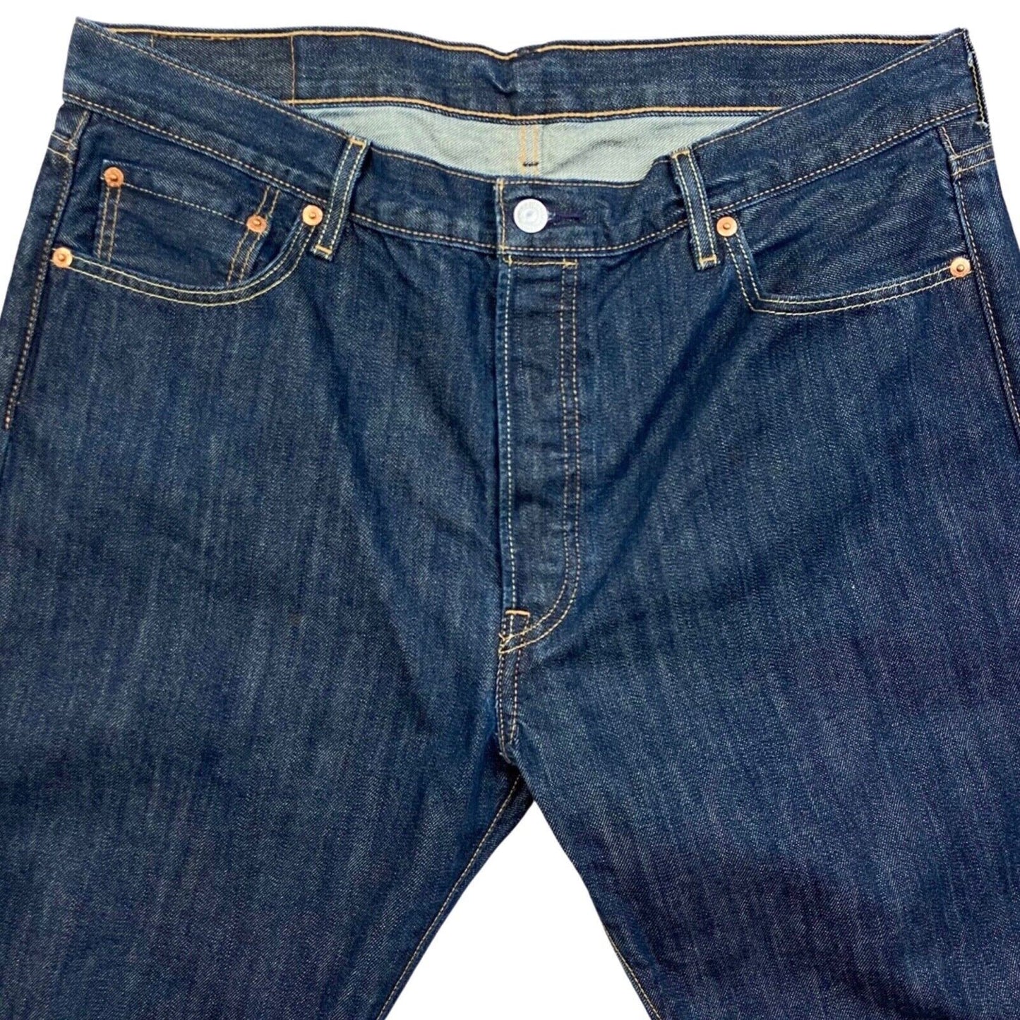 LEVIS BIG E 501 RED TAB DARK INDIGO STRAIGHT CUT JEANS ROCKABILLY MOD 36 W 30 L