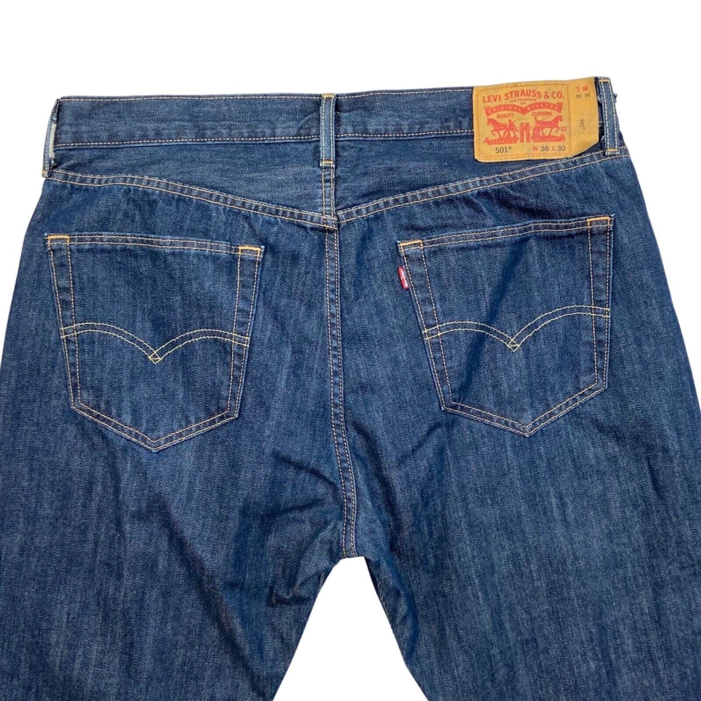 LEVIS BIG E 501 RED TAB DARK INDIGO STRAIGHT CUT JEANS ROCKABILLY MOD 36 W 30 L